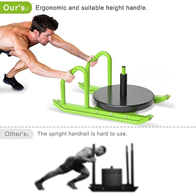 Kipika Weight Sled Fitness Sled Speed Training Sled Workout Sled, Adjustable Height Weight Training Sled, Enhance Muscle Strength and Explosive Power, Suitable for 1 & 2 Weight Plate
