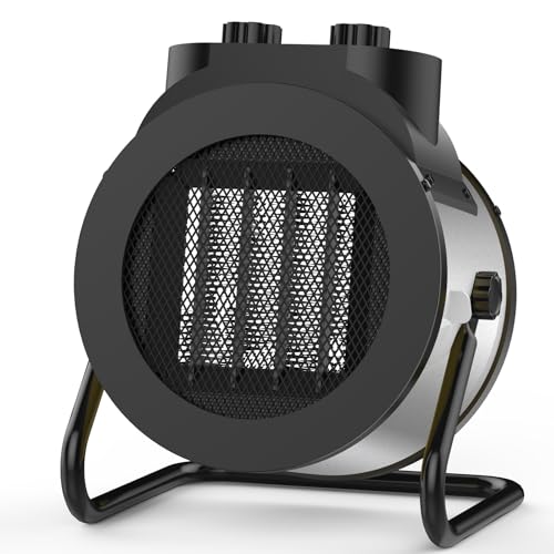 Image of 1500W Electric Space Heater with 90 Adjustable Angle, Overheat Protection, Heater for Garage, Office, Indoor Use (Blue)