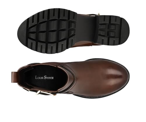 Image of LOUIS STITCH Women's High Ankle Boots| Elegant Buckle Slip-On Boots | Casual Slip-On Long Boots for Women | Casual & Formal Outings | LSLD-CLBT-LBB