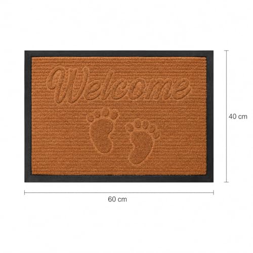 Image of DecorTwist PVC Door Mat 60x40 cm | Heavy Duty Indoor Outdoor Entrance Mat | Anti-Slip Rubber Back | Waterproof Dust & Dirt (Style 4 [ Brown ], Polyester & PVC Door Mat 60 * 40 cm, Pack of 2)