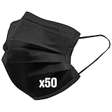 TECNOL Mascarilla Quirúrgica IIR Negra - 1a Fábrica Española ISO Sanitaria AENOR - BFE > 99% - 50uds - Sin Grafeno - Cómodas - Estructura 3 capas