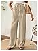 MakeMeChic Women's Maternity Linen Pants High Waist Tie Front Wide Leg Pregnancy Trousers Khaki Large
