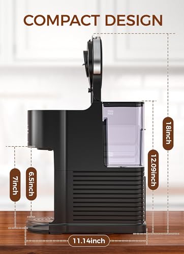 COWSAR Single Serve Coffee Maker, K Cup Coffee Brewer for Capsule and Ground Coffee, Commercial Coffee Machine with 40 Oz Water Tank, 5 Brew Sizes Up To 14 Oz, Ideal for Home/Office, Black - Image 3