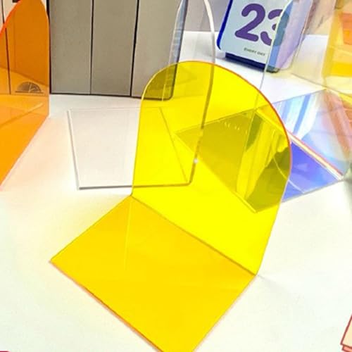 1 Pair Heavy Duty Clear Acrylic Book Ends, L Shaped Bookends, Non Skid Transparent Book Stoppers for Shelves Desk, Library - Image 3