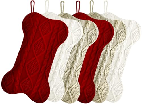 18-Inch-Christmas-StockingsBurgundy-Ivory-and-Khaki-Knit-Bulk-Double-Side-Vintage-Dog-Xmas-Stockings-for-Family-Dogs-Pets6-Pack 18 Inch Christmas StockingsBurgundy Ivory and Khaki Knit Bulk Double Side Vintage Dog Xmas Stockings for Family Dogs Pets6 Pack