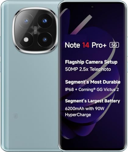 Radmi Note 14 Pro+ 5G (Spectre Blue, 8GB RAM+ 256GB Storage) | Snapdragon 7s Gen 3 Processor | AMOLED Display | Dual Nano-SIM | 6200mAh Battery