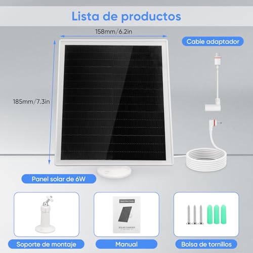 Panel solar de 6W impermeable IP66 con batería de 5V para cámaras de exterior 5