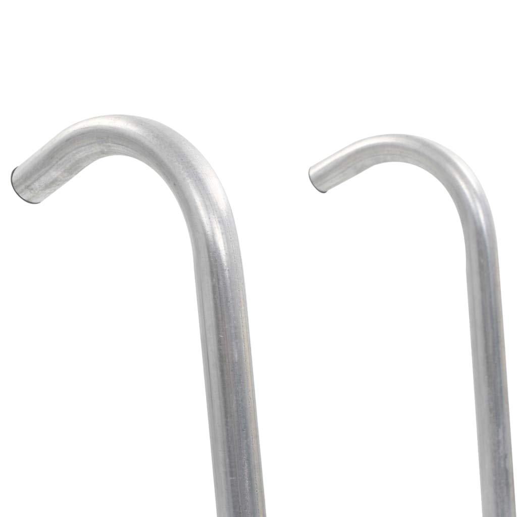 Escalera de cama elástica de 2 niveles de acero galvanizado, color plateado, 102,6 cm de altura, adecuada para camas elásticas de 80 a 90 cm, fácil de montar, resistente accesorio para jardín