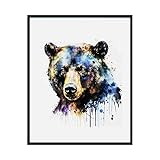 Black Bear Art Print Poster, Abstract Watercolor Animal Wall Art Prints, WIldlife Nature Artwork for Living Room, Bedroom Decor (11x14 inches (Unframed), Black Bear)