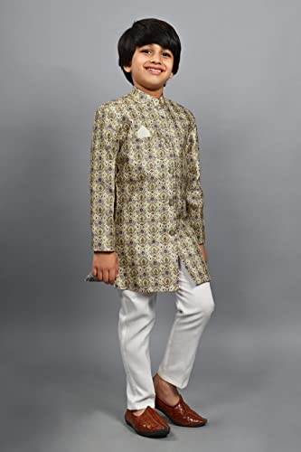 Image of AHHAAAA Kids Ethnic Silk Blend Indo-Western Sherwani Set For Boys 492MF