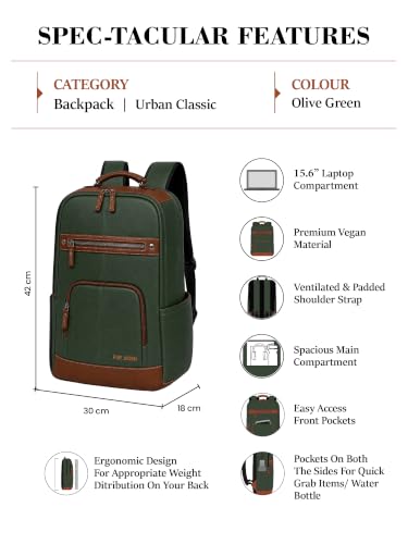 Image of FUR JADEN Laptop Backpack With 15.6 Inch Laptop Compartment | Water Resistant For College School Work for Men & Women