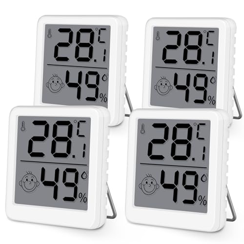 Thermometer Hygrometer Innen,LCD Zimmerthermometer Luftfeuchtigkeitsmesser Digital Innen Mit Smiley-Indikator Für Babyzimmer Wohnzimmer Büro...