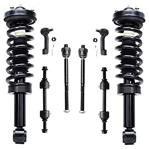 Image of Detroit Axle - 4WD Front Struts Kit for 2009-2013 Ford F-150 2010 2011 2012, 2 Struts & Coil Spring Assembly 2 Sway Bar End Links 4 Inner & Outer Tie Rods Replacement Quick Install Ready Struts Shocks