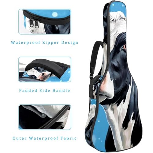 Housse guitare 101,6 cm étanche et rembourrée anti-choc design belle vache