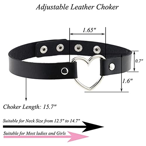 Clyhon Damen Halsband Set, 2 Stücke Einstellbar Kragen Choker, Schwarz Vintage Gothic Punk Rock, PU Leder