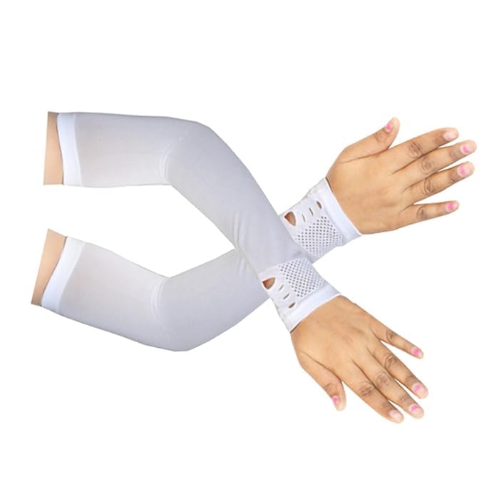 Image of Topibaaz Unisex Arm sleeves with UV Protection for Men and Women Outdoor Indoor Sports UPF 50 Arm Cover with Compression & Cooling Effect Summer Hand Gloves