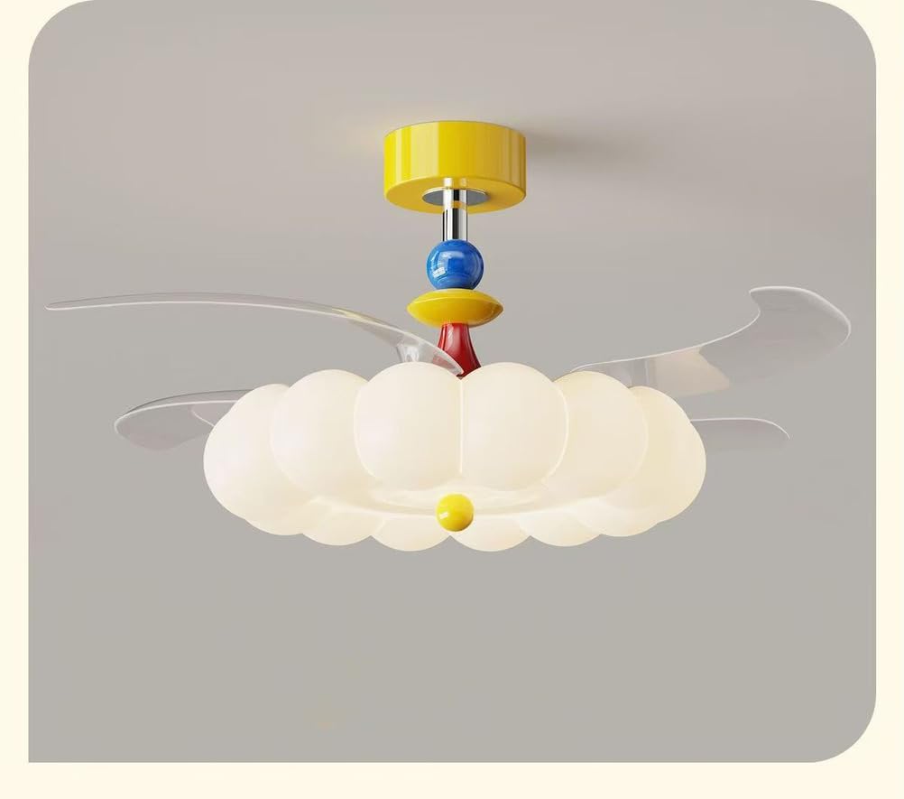 Piptyllite Ceiling Fan Light for Children's Rooms,LED Ceiling Fan Light with Retractable Blades,Cute Cloud Design,Suitable for Children's Rooms