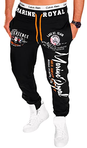 Jaylvis Herren Jogginghose lang Training Fitness Baumwolle Sweatpants Sport H.512 6XL Schwarz-Weiß