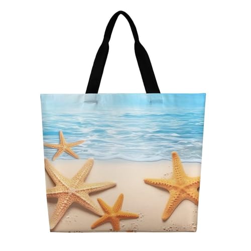 Women's Multi-Functional Shopping Bag，Summer Starfish Printing Messenger Bag Shoulder Bag for Travel, Work, Shopping & Parties with Inner Pocket, Grocery Bag Lightweight & Water-Resistant3