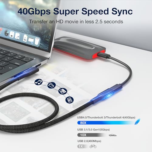 Image of UseBean USB C Extension Cable 240W 1FT, Right Angle USB 4 & Thunderbolt 4 Extension Cable, 40Gbps 8K@60Hz Video, Type C Male to Female USBC Extender Cord, for iPhone 17, MacBook, iPad Pro, Galaxy S25