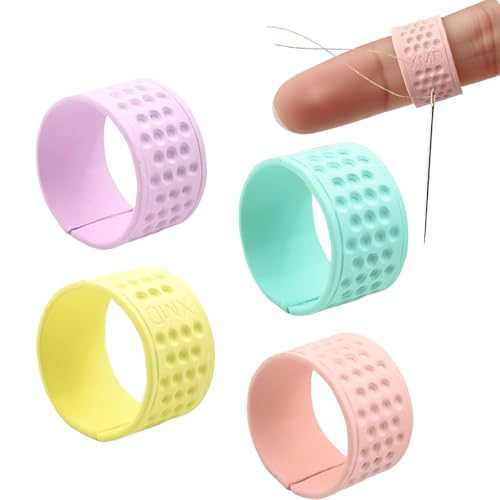 HSYTEK 4 Stück Fingerhut Nähen, Bunte Strickfingerhut,...