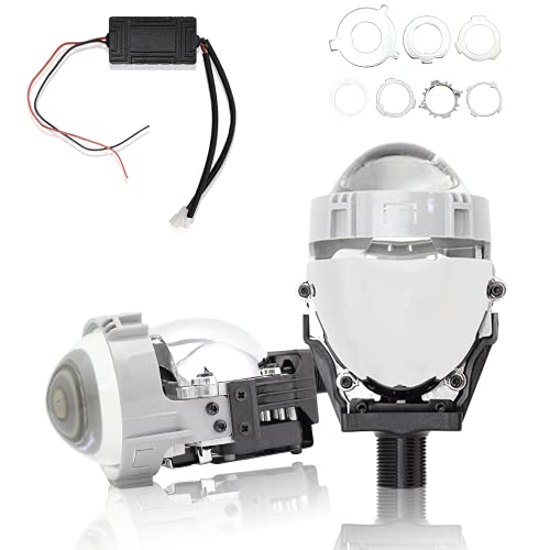 2.5 Inch Bi LED Projector Lens headlight Retrofit Kit with High low Beam-6000K White 25,000lm Focus Beam DOT Approved Clear Cut off Line LHD 1 Set