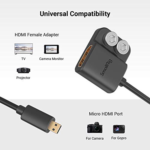 SMALLRIG Cabo adaptador ultra fino 4K (D para A), portas micro-dimensionadas macho para portas de ta