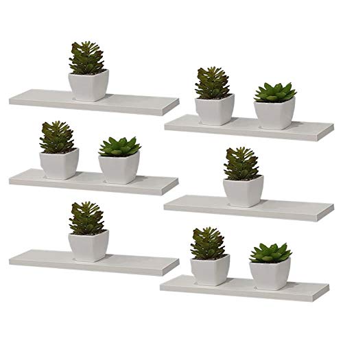 Kit 6 Prateleira Branca Mdf 60 x 20cm Suporte Invisível