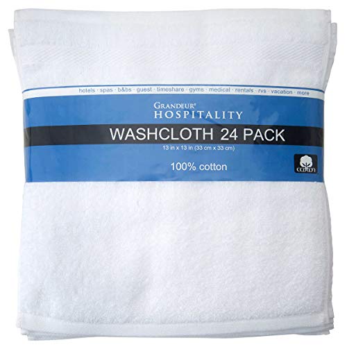 Grandeur Luxury Hospitality Washcloths 24-Pack by Grandeur