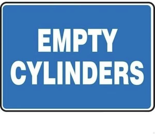 SAFETY SIGN EMPTY CYLINDERS 14 in x 10 in, Mfr: MCPG594XL-A