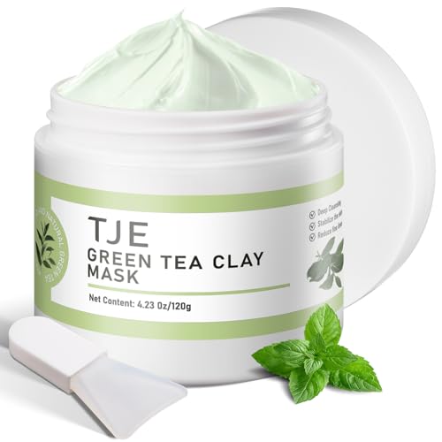 TJE Green Tea Clay Mask, Green Tea Cleanse Face Mask, Deep Pore Cleansing Mask, Moisturizing & Purifying, Remove Blackheads & Acne for All Skin Types