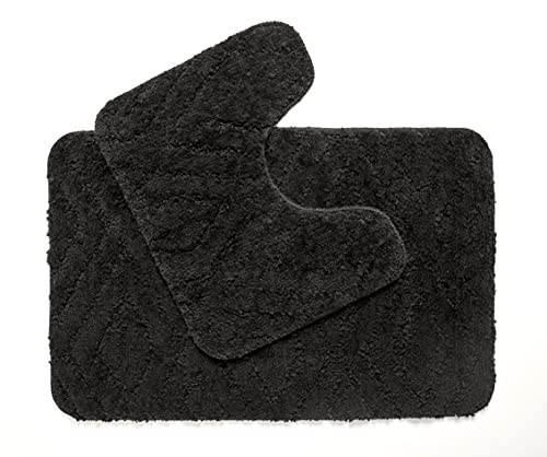 Penguin Home® Badematten- und Kontursets, Flor aus 100 % Mikropolyester, Schwarz, Raute, 50 x 80 und 50 x 40 cm Cover