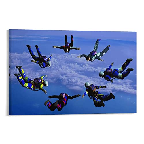 Pictures For Bedroom Wall Decor Multiplayer Skydiving Sky Extreme Sport Wall Art Paintings Canvas Wall Decor Home Decor Living Room Decor Aesthetic 24X36Inch(60X90Cm) Frame-Style #TOP26