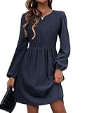 Zeagoo Women Fall Sweater Dress Casual Long Sleeve Dress with Pockets Plus Size Knee Length Dresses Plus Size Winter Dresses Navy Blue XX-Large
