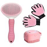 Dog Cat Bath Brush Pet Grooming Glove Brush for Cat Dog Gentle Deshedding Brush Glove with Self...