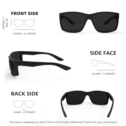 Image of WISTON XXL Z87 Sunglasses for Men Women Fit Big Head Sunglasses UV400 Protection TR90 Frame Wide Square Sun GlassesZ8242