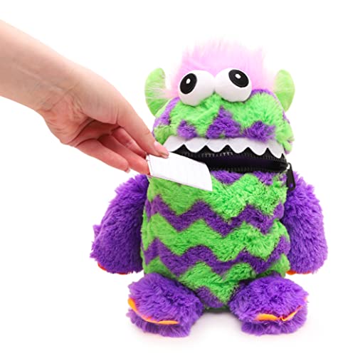 Toyland® 9" (23cm) Purple & Green Colour Worry Monster Plush Soft Toy - Loves Eating Your Worries, 20.3 cm x 32 cm x 9 cm - Image 2