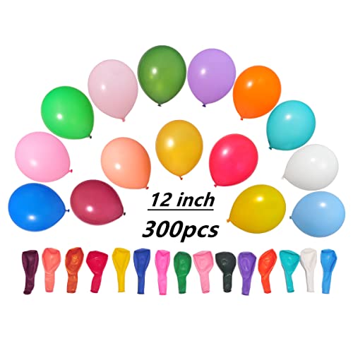 Image of 300 Pcs 12 Inch Balloons 15 Kinds Colors Latex Colorful Party Balloon Bulk for Various Party Events Decorations