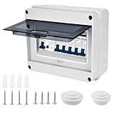 Behogan Sicherungskasten Aufputz IP65 mit Schutzschalter, Leistungsschalter 63A 4-Wege 2x6A+10A+20A+32A, Unterverteilung Aufputz,AC Trennschalter, Verteiler Kleinverteiler,Verteilerkasten für Büro