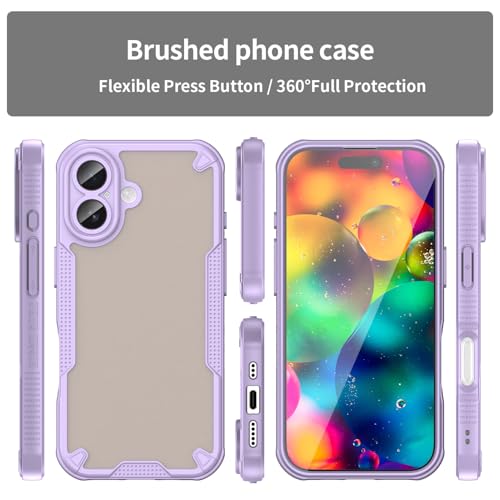 Image of Elzzi Semi-Transparent Frosted iPhone 17 Case PC + TPU Finish Protective Slim Matte Shockproof with Anti-Fingerprint Phone Back Cover for Men & Women - Lavender