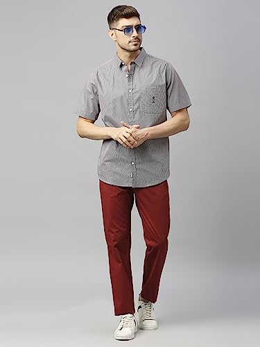 Image of Thomas Scott Mens | Half Sleeve Checkes | Printed | Slim Fit | 100% Cotton | Spread Collar | Shirts