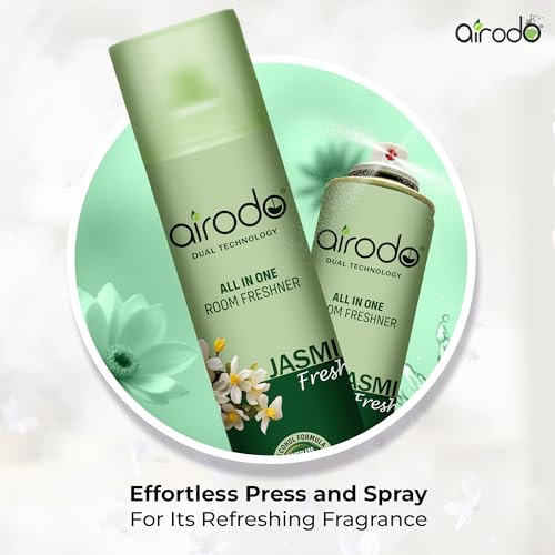 Image of AIRODO Room Freshner| With Jasmine Fragrance| Last Long Fragrance| For Bedroom, Workplaces, Bathroom| With Waterless Dual Formula| Preservative-free| Germ Protection properties|