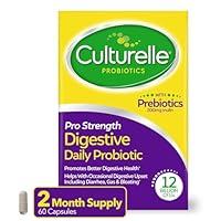 Culturelle Pro Strength Daily Probiotics For Digestive Health (2 Month Supply) with Prebiotics for Women & Men, Supports Occasional Diarrhea, Gas & Bloating, Gluten & Soy Free, 60 Count