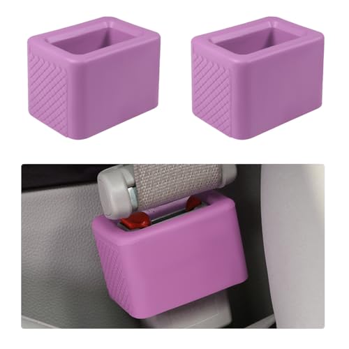 Image of Augeny 2 PCS Seat Belt Buckle Holder, Silicone Auto Rear Seatbelt Buckle Booster to Makes Receptacle Stand Upright for Easy Access, Universal Vehicle Seatbelt Buckle for Kids (Light Purple)