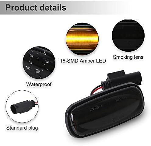 OZ-LAMPE LED Dynamic Side Indicator Compatible for Land Rover Discovery 2 Defender Freelander 1, 2Pcs Amber Car Turn Signal Light Smoked Lens, Canbus Error Free Sequential Side Marker Blinker