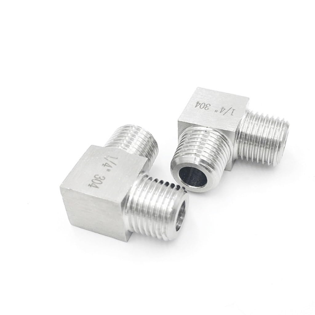 Conector de codo BSP de 90 grados, accesorio de tubería roscado macho de acero inoxidable 304 para mejoras del hogar (0.12 pulgadas)