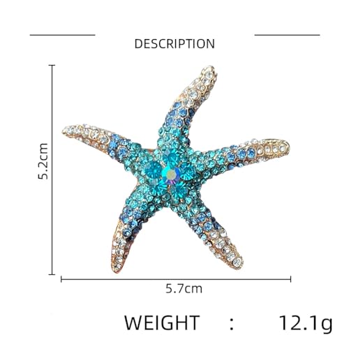 Image of Cute Sea Starfish Lapel Brooch Pin Crystal Rhinestone Paved CZ Star Pins Clip Collar Hat Shirt Jacket Badge Backpack Clothes Accessorries Brooches Delicate Jewelry Gifts for Women Girls Beach Party