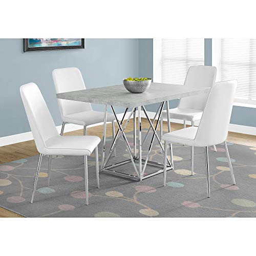 Monarch Specialties I Dining Table Metal Base, 36" X 48", Grey Cement/Chrome #TOP1