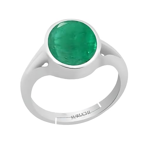 Suruchi Gems & Jewels �s���A 9.5 �X�^�[�����O�V���o�[ �G�������h/�p���i �萯�p ��� 4.25 ���b�e�B �܂��� 4 �J���b�g 925 �r�X �z�[���}�[�N ���߉\�ȃ����O �j���p - cvtf