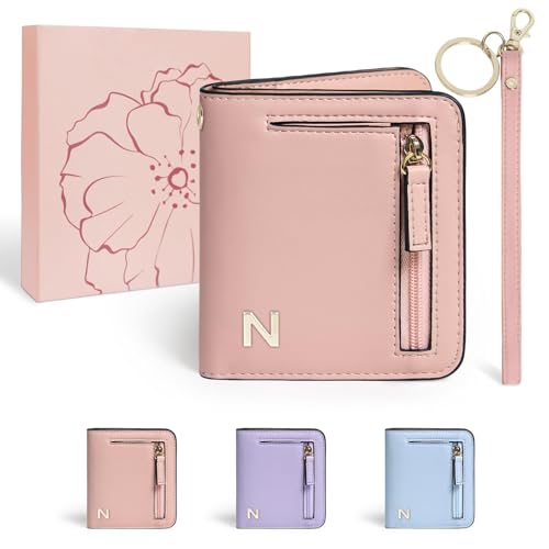 Image of COSHAYSOO Initial Teen Girl Wallets RFID Slim Wristlet Keychain Personalized Easter Basket Stuffers Birthday Gifts for 8 9 10 11 12 13 14 15 16 17 18 Year Old Teenage Girls, Pink Letter N